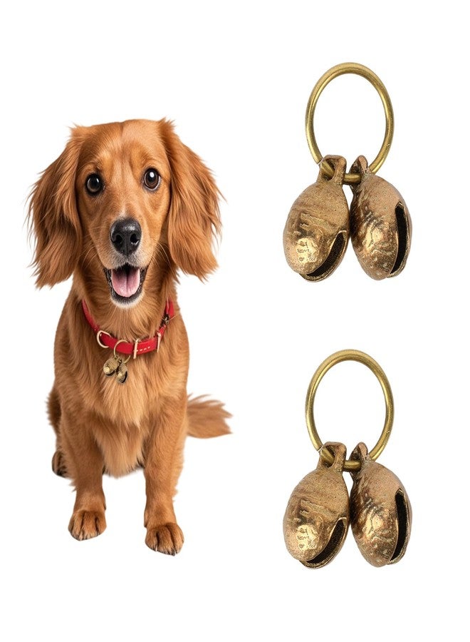 Penitue 2 Pairs Extra Loud Copper Dog Bells, 18mm/0.71in Brass Pet Collar Bells with Vintage Charm Pendant for Small Puppy & Cats Tracking Security Accessories - Image 1